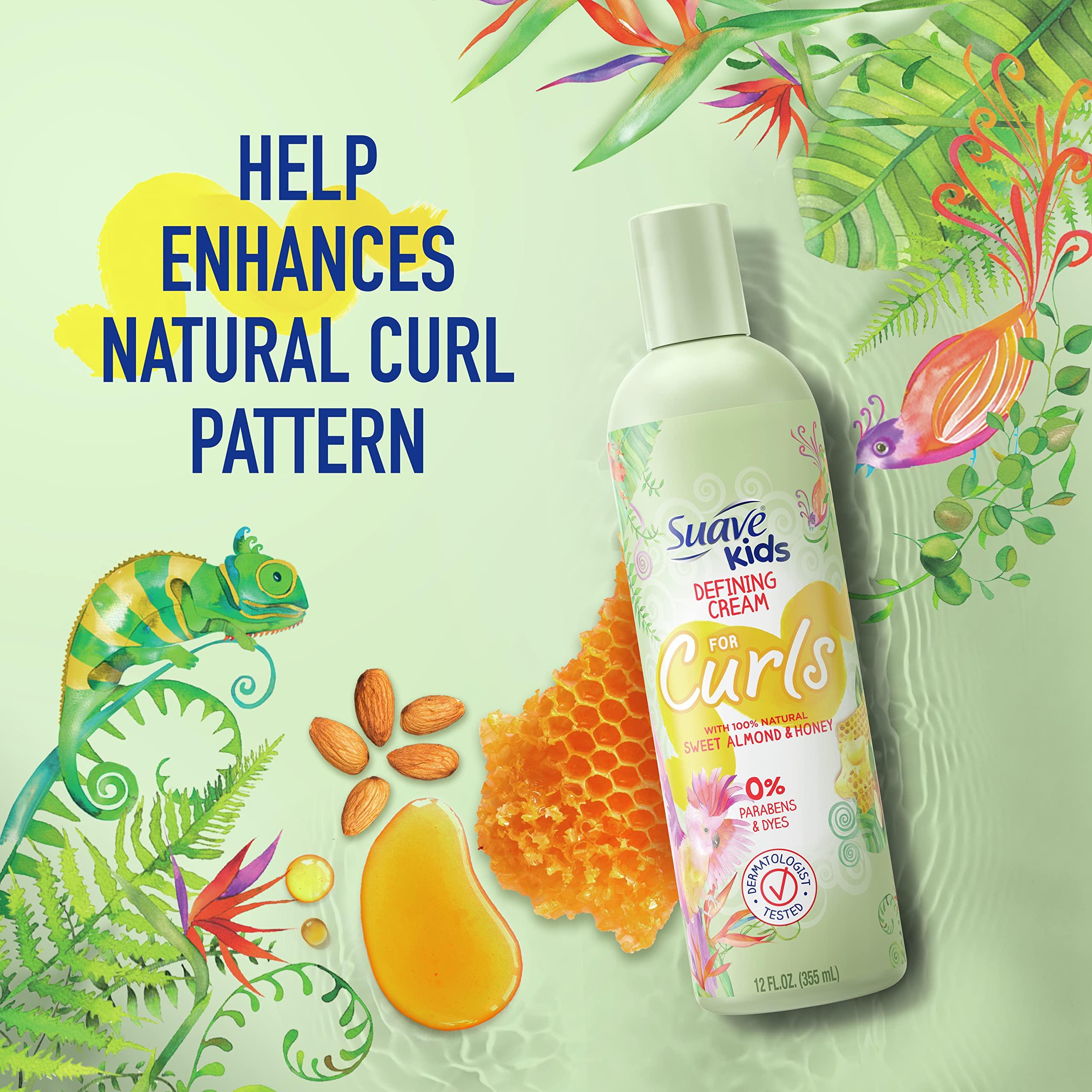 Suave Suave Kids Naturals Curl Defining Cream, Curl Enhancing Cream, Sweet Almond and Honey Dermatologist Tested and Tear-free Curl Cream 12 oz