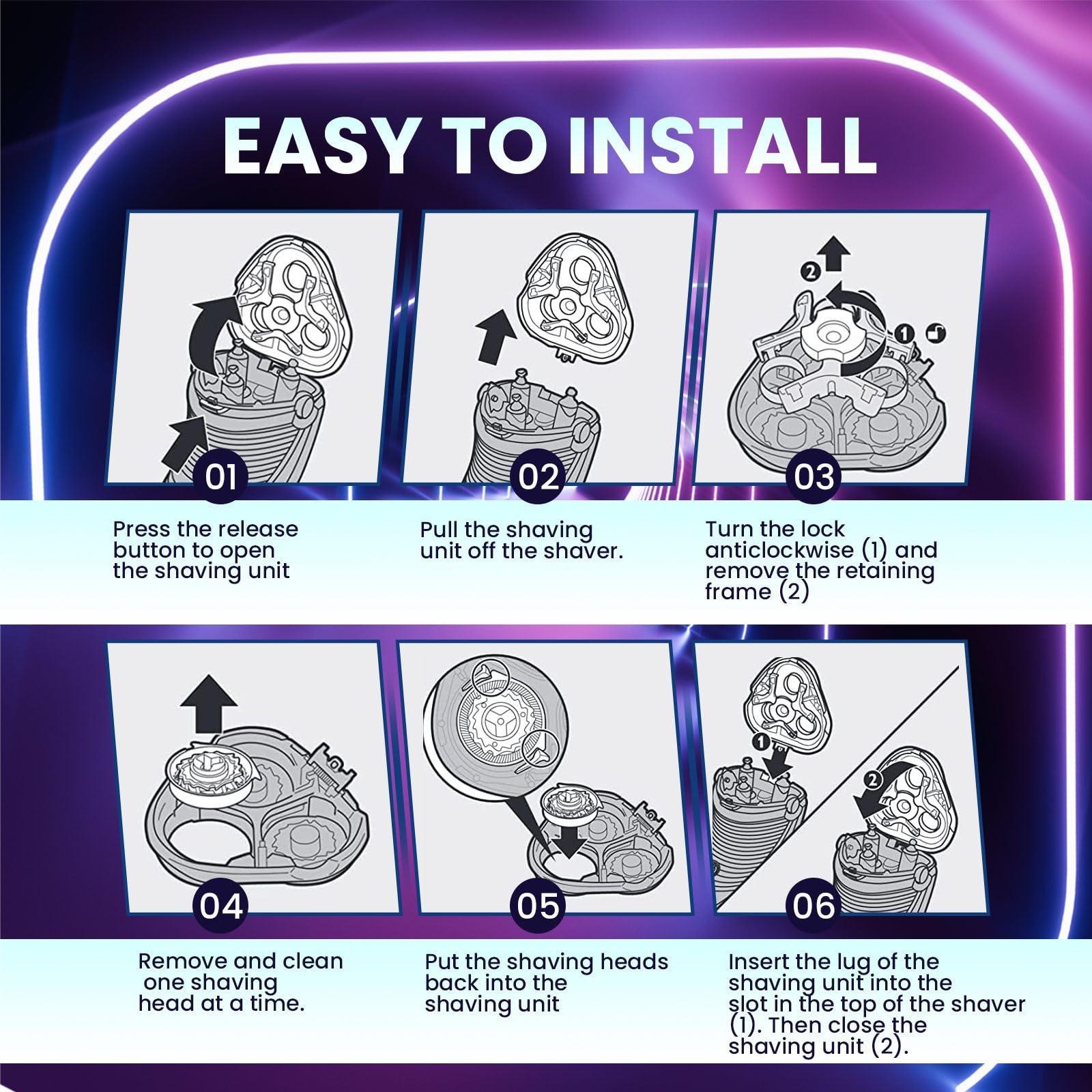 Golden Lotus Creations Golden Lotus Creations HQ8 Replacement Heads, Compatible with Philips Norelco Aquatec Electric Shaver Razor Series, HQ8, AT880, PT730, Philips Norelco HQ8 Replacement Heads, 3PCs