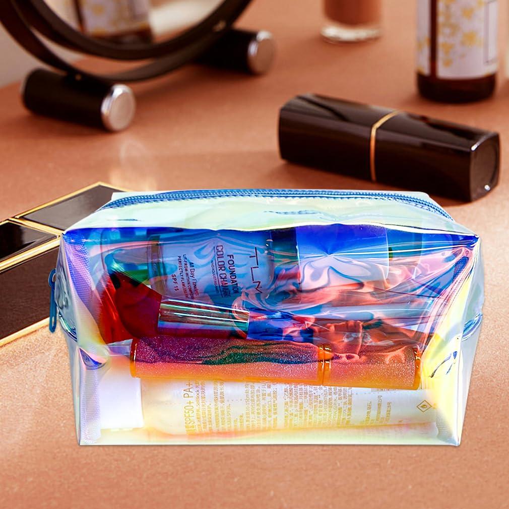 ONEART ONEART Holographic Iridescent Cosmetic Bag,Portable Waterproof Cosmetic Makeup Pouch with Zipper, Toiletry Bag for Women,Laser Cosmetic Bags for Travel