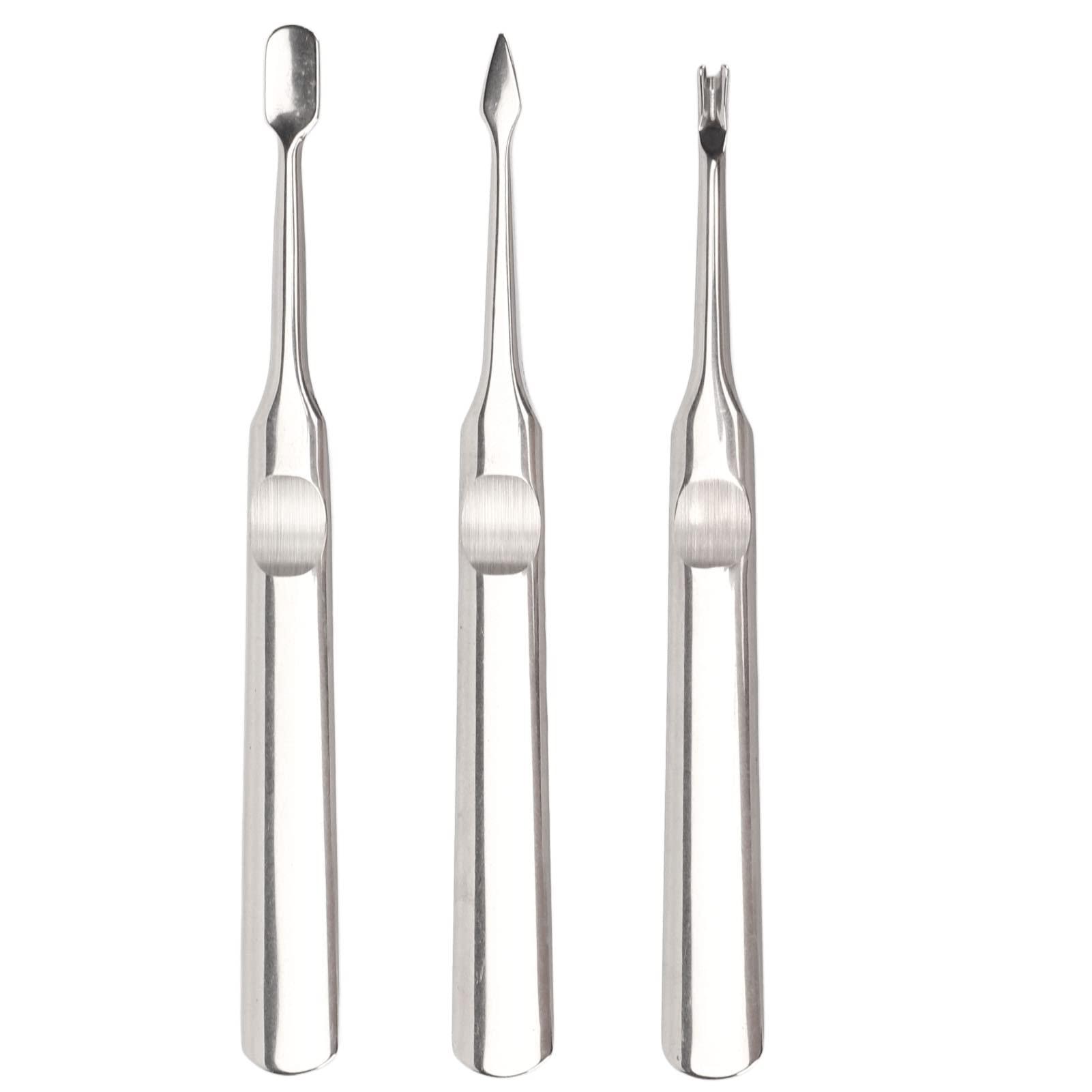NSXAYIWE Cuticle Pusher, 3PCS Professional Stainless Steel Cuticle Remover, Cutical Pusher Set, Nail Pusher Tool Compatiable for Ngernails and Toenails