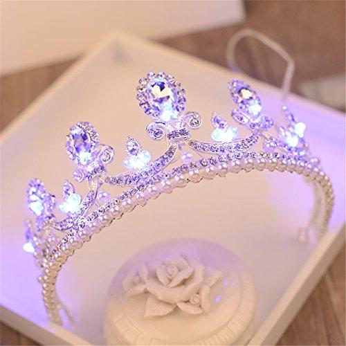 Bridal headdress Luminous Crown Women Brithday Party Wedding Hair Decorations Led Lights Tiara Crown Bride Flower Queen Crown Hair 158 Blue Light