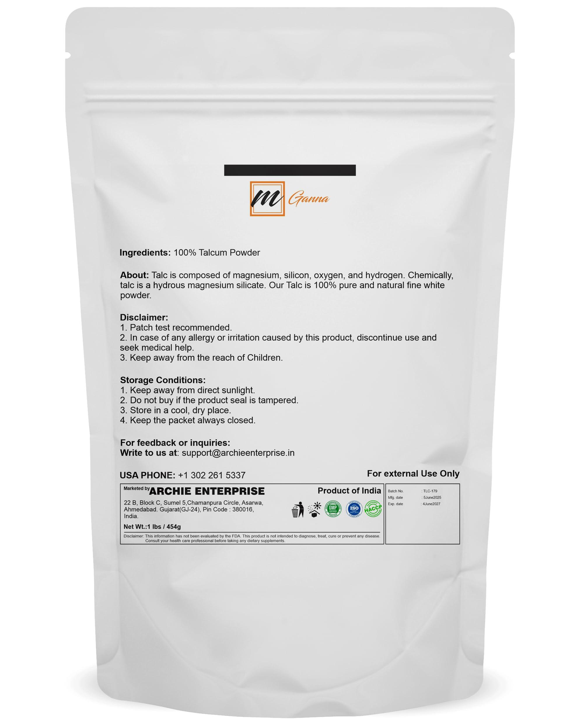 mGanna mGanna 100% Natural Talc Powder for Facial Make-up, Cosmetic Formulations, and Other Industrial Application 1 LBS / 454 GMS