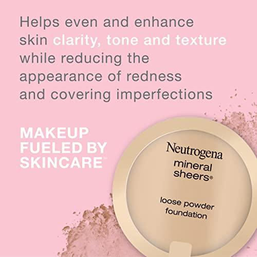 Neutrogena Neutrogena Mineral Sheers Lightweight Loose Powder Makeup Foundation with Vitamins A, C, & E, Sheer to Medium Buildable Coverage, Skin Tone Enhancer, Face Redness Reducer, Natural Ivory 20,.19 oz