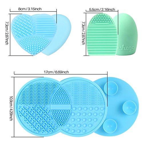 ESARORA ESARORA Makeup Brush Cleaning Mat, Makeup Brush Cleaner Set of 3 Mini Cosmetic Brush Cleaner Mat Portable Washing Tools (blue)