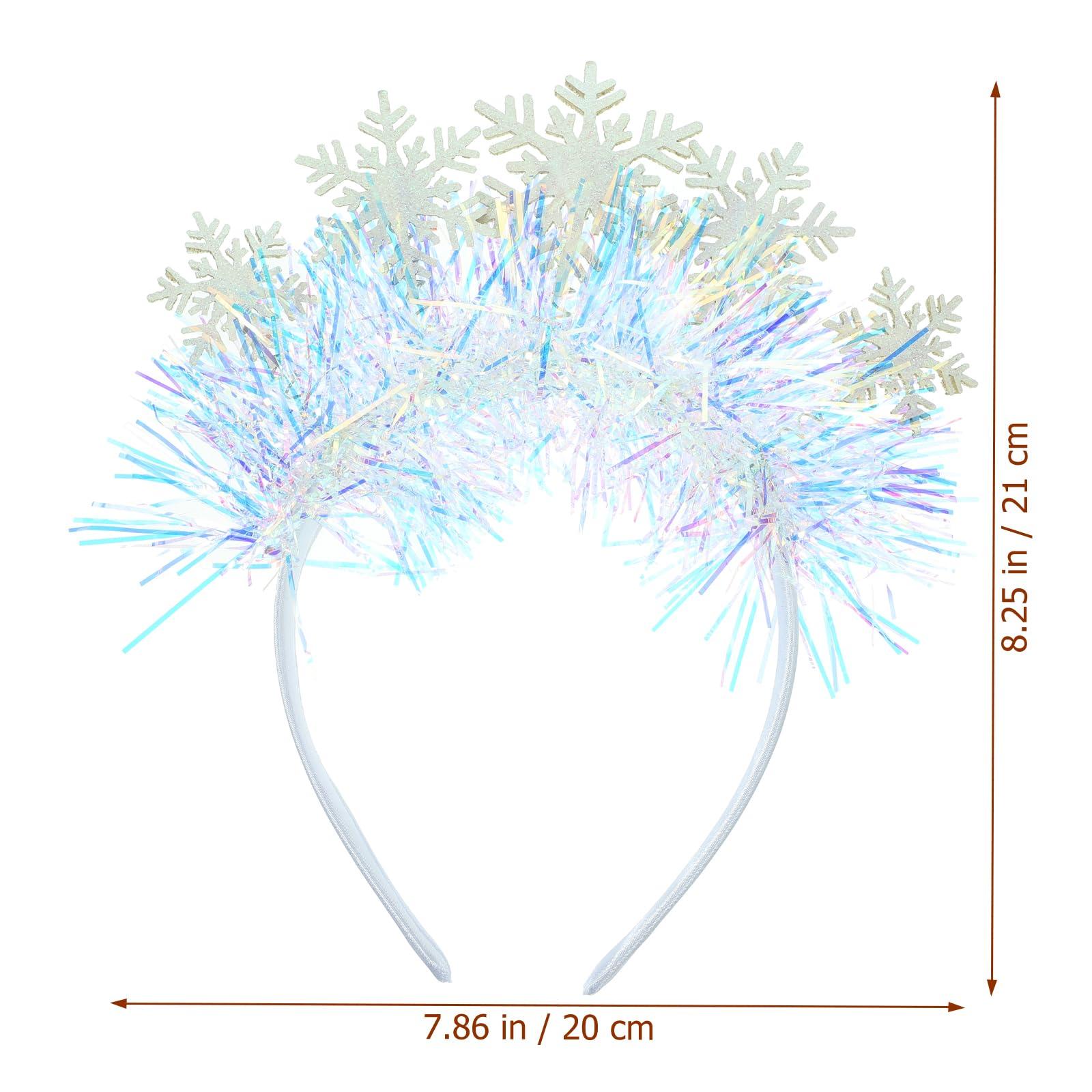 LOGOFUN LOGOFUN Christmas Snowflake Headband Sparkling Snowflake Hairband with Tinsel Xmas Theme Snowflake Hair Hoops for Women Girls Christmas Holiday Birthday Party Costume Accessories