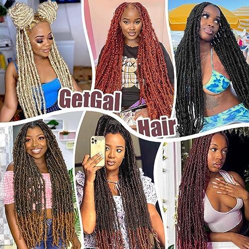 GetGal GetGal 36 inch Butterfly crochet Locs Hair 6 packs soft Distressed Faux Locs Crochet Hair for Black Women pro-looped Butterfly Soft Locs Natural Hair Extension(36inch,#4)