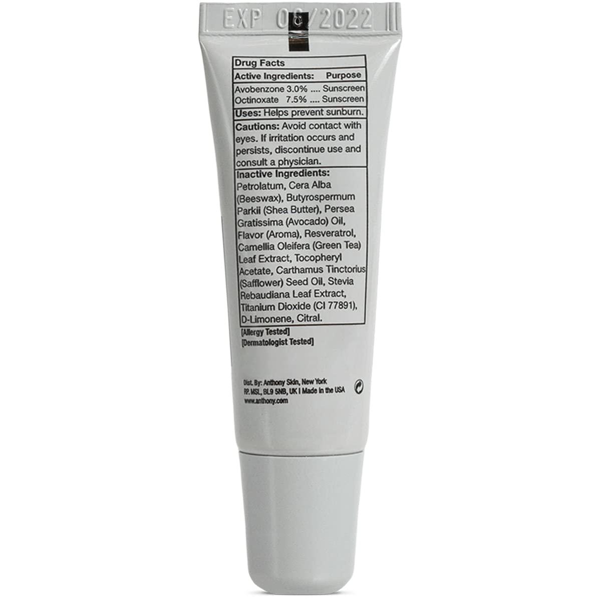 Anthony Anthony SPF 25 Lip Balm with Sunscreen, Blood Orange Flavor, Green Tea Extract, Shea Butter and Vitamin E, Moisturizing Repair Treatment for Chapped and Dry Lips, Protects and Hydrates Lips, 0.25 Oz