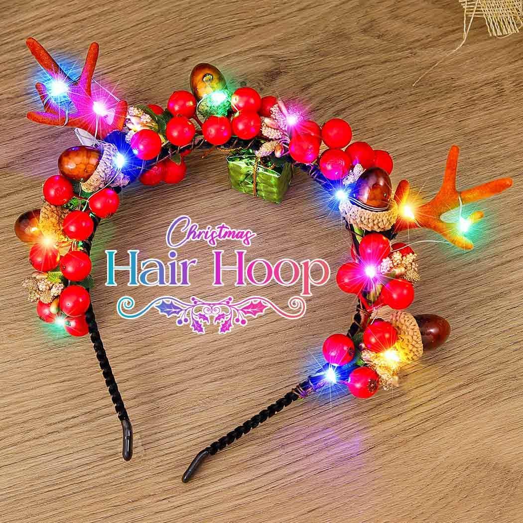 Catery Catery Christmas Headbands Light Up Xmas Headwear Berry Holiday Hair Accessories for Women