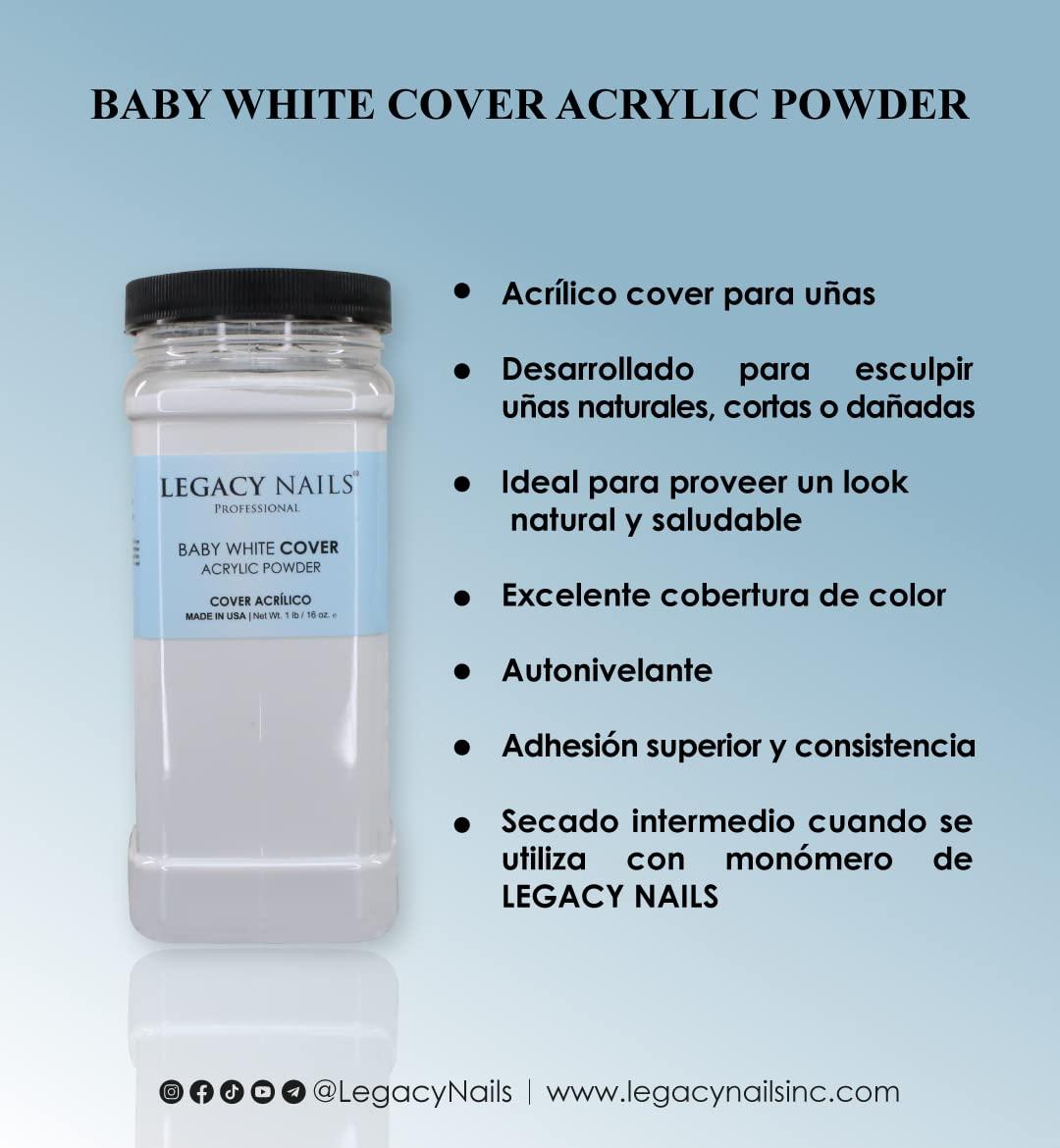 LEGACY NAILS Legacy Nails Professional Cover Acrylic Powder, 1 LB - Ideal For French Nail Art, Create Nail Art, Nail Extension That Provide a Healthy, Natural Look To Nails (BABY WHITE)