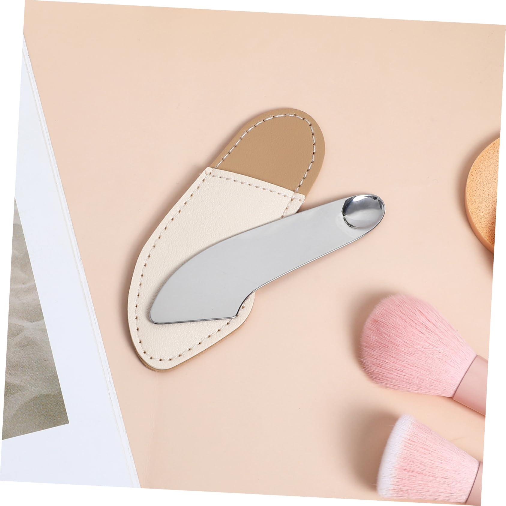 IWOWHERO IWOWHERO Cosmetic Plate Spatula Beauty Makeup Spatula Stainless Steel Silver Makeup Metal Spatula Makeup Mixing Palette