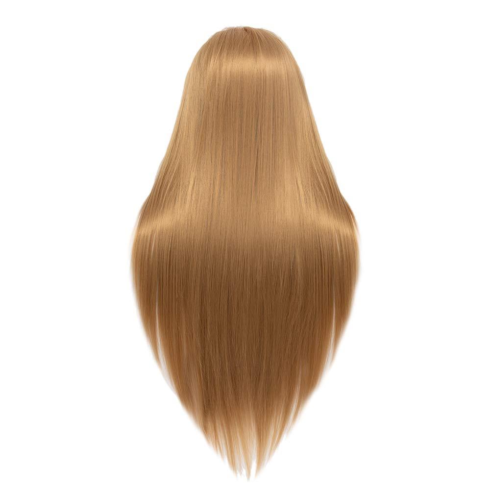 Rruaneal Cosmetology Mannequin Head Hair Styling 26-28inch Training Head Synthetic Fiber Manikin Head Doll Head with Clamp #27 Blonde 20Inch