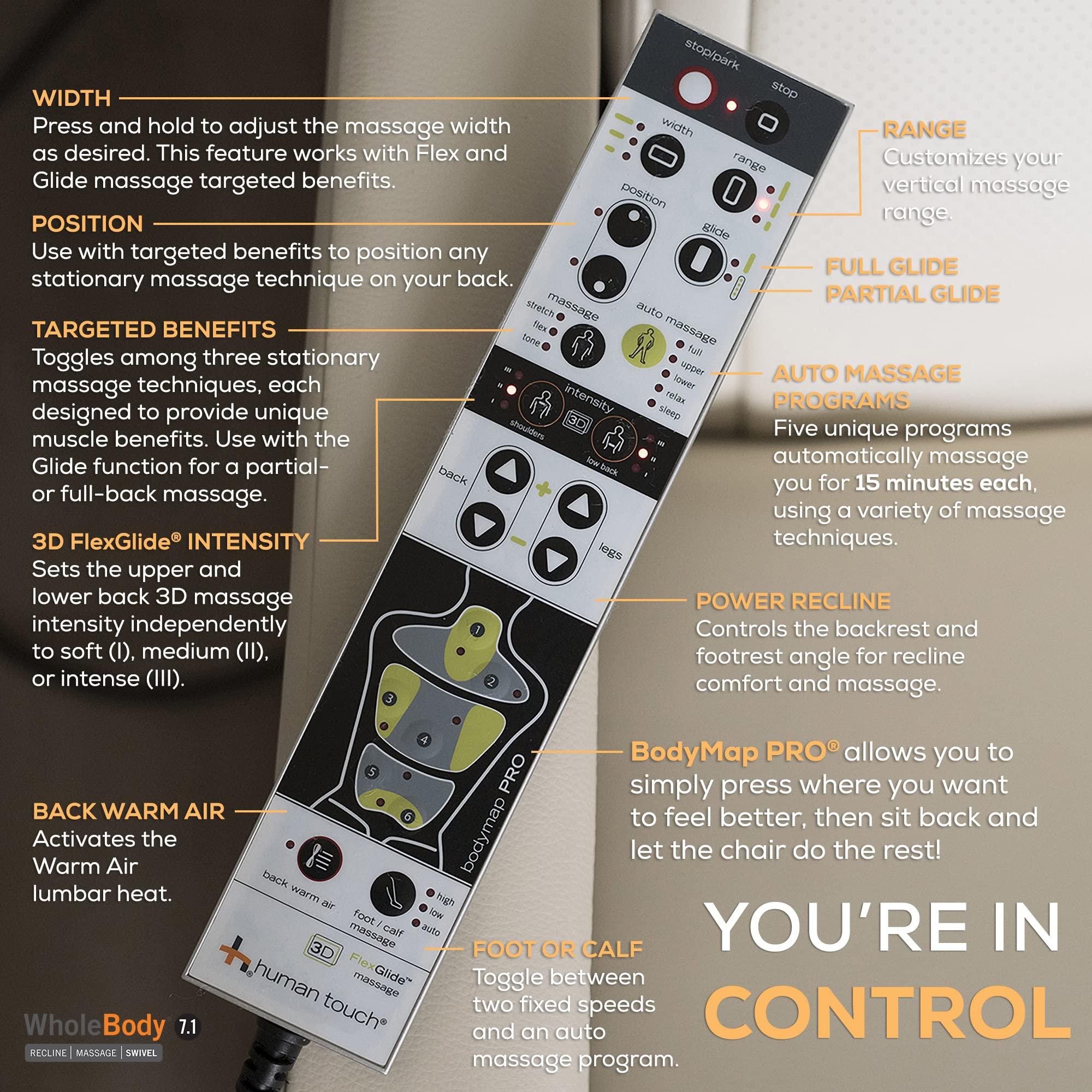 Human Touch Human Touch WholeBody 7.1 Living Room Recliner Massage Chair - Full Body Professional Grade Personal Massage - Relaxation w Heat for Targeted Stress + Muscle Pain Relief with Foot Calf - Espresso