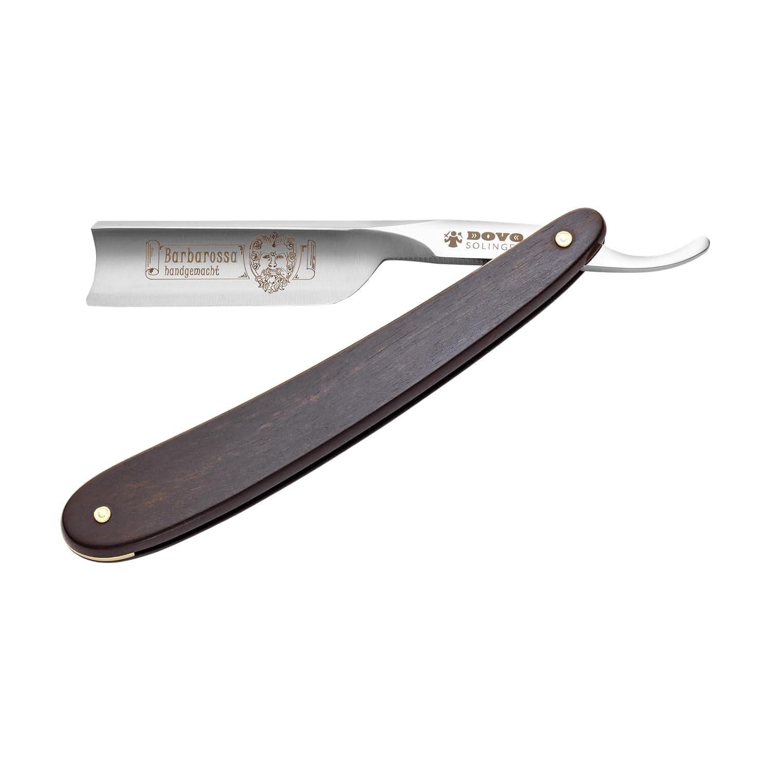 DOVO DOVO Barbarossa Moustache 46581 German Straight Razor | Carbon Steel | 5/8 Size | Full Hollow Ground | Round Point | Shortened Cutting Length | Ebony Wood Handle |, 1 ct.
