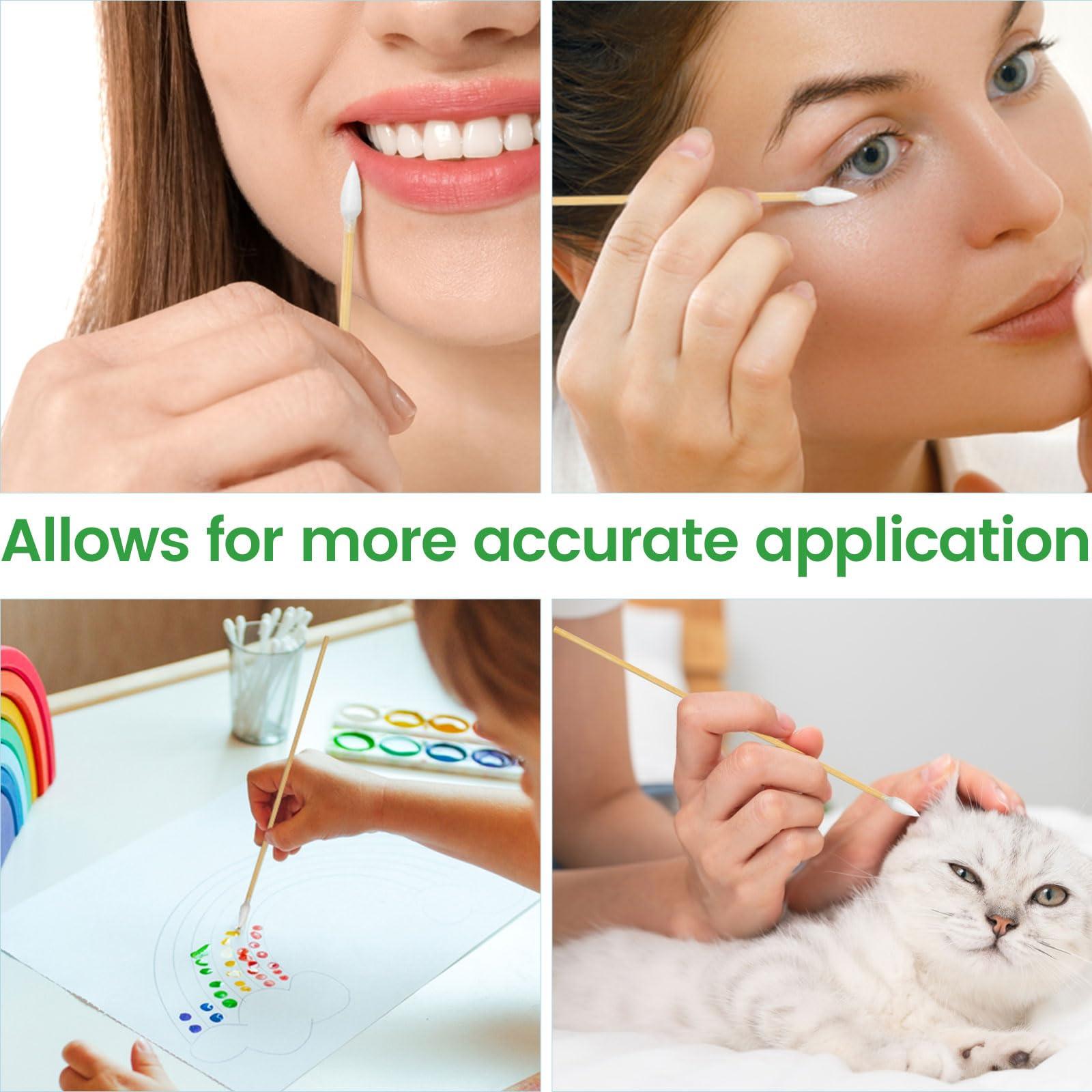 Bcowos 1000 Precision Long Cotton Swab - Pointed Cotton swabs 6 Inch- Biodegradable Bamboo Cotton Swabs - Versatile Cotton Tipped Applicators for Intricate Work Gun Cleaning Makeup Nails