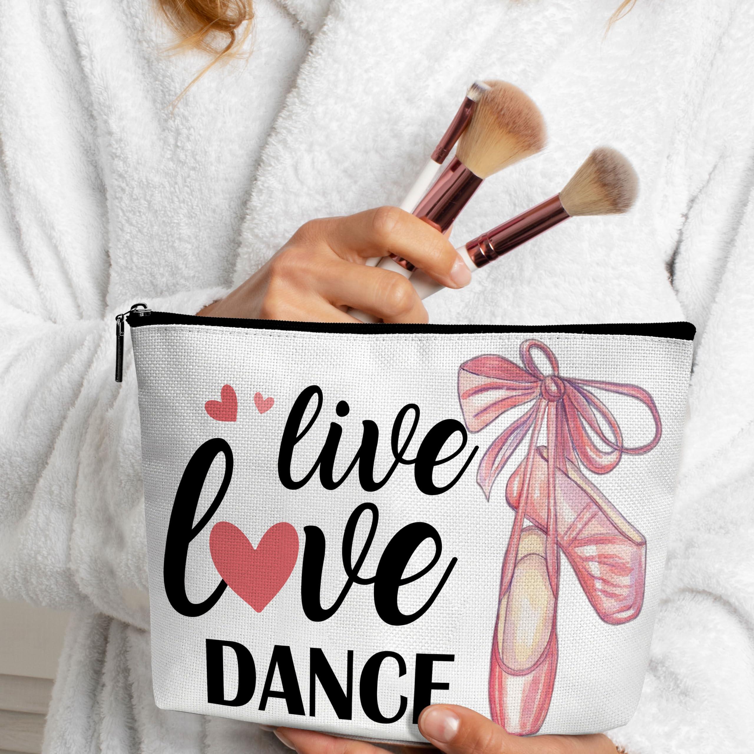 GOLRMC Ballet Dance Makeup Bag, Ballerina Dance Recital Gifts For Girls, Travel Cosmetic Bag, We love Dance A12