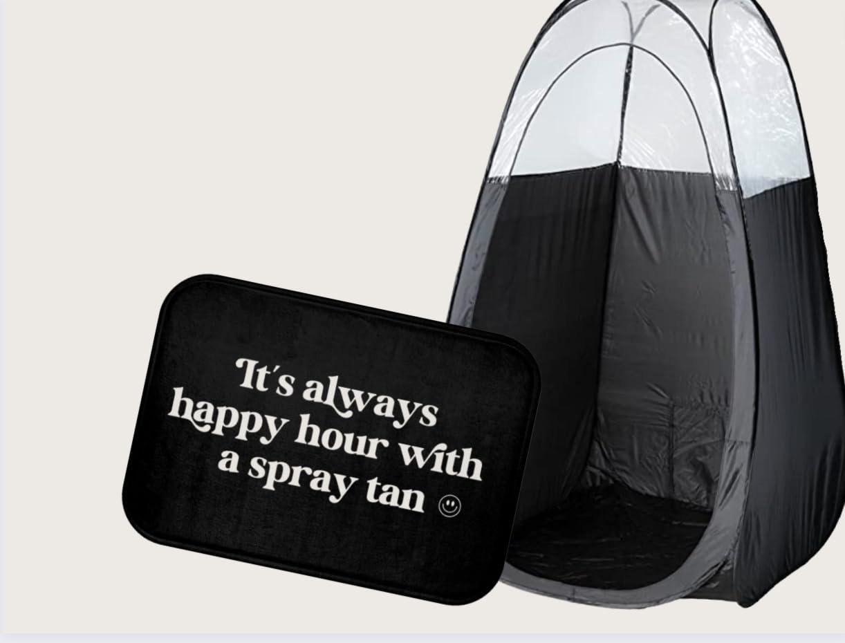 Generic Spray Tan Tent Mat Always Happy Hour Anti-Slip Mat Spray Tanning Mat Salon Decor Mobile Spray Tan Artist Tanning Studio Decor Sunless Salon (24 x 17 Inches)