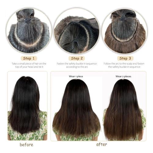 RIBONI One Piece Clip in Hair Extensions 22Inch Auburn Silky Straight Synthetic Seamless 5 Clips 3/4 Full Head One Piece Hair Extensions Clip in