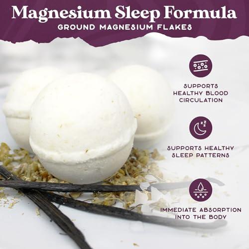 PURPLE CANYON Purple Canyon Bath to Bed Natural Bath Bombs | Relaxing Sleep Support with Magnesium | Chamomile and Vanilla Scented Handmade Bath Bombs Set