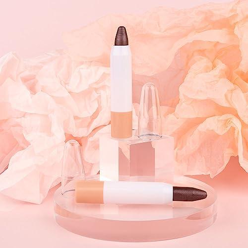 BINGBRUSH BINGBRUSH 2 Pcs Dark Brown Cream Eyeshadow Stick,Shimmer Metallic Eye Shadow Pencil,Eye Brightener Crayon for Different Eye Makeup Effect,Easy-To-Apply and Compact for Travel