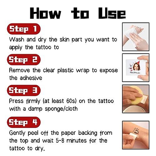 DIYKST Custom Temporary Tattoos with Face Personalized Name Tattoo with Photo Logo Customized Temporary Tattoos Stickers For Women Men for Birthday Party Wedding Bride Groom Decor 15Pcs
