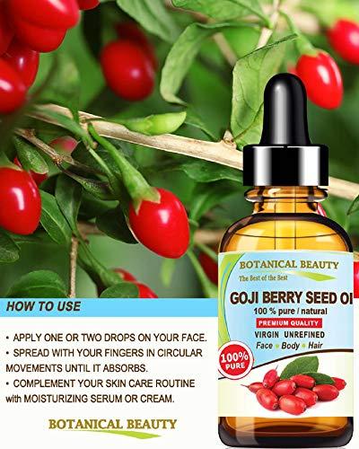 Botanical Beauty Botanical Beauty GOJI BERRY SEED OIL Lycium Barbarum Himalayan 100% Pure Natural Virgin Unrefined Cold Pressed Carrier Oil 0.5 Fl. Oz.- 15 ml for FACE, SKIN, HAIR, NAILS