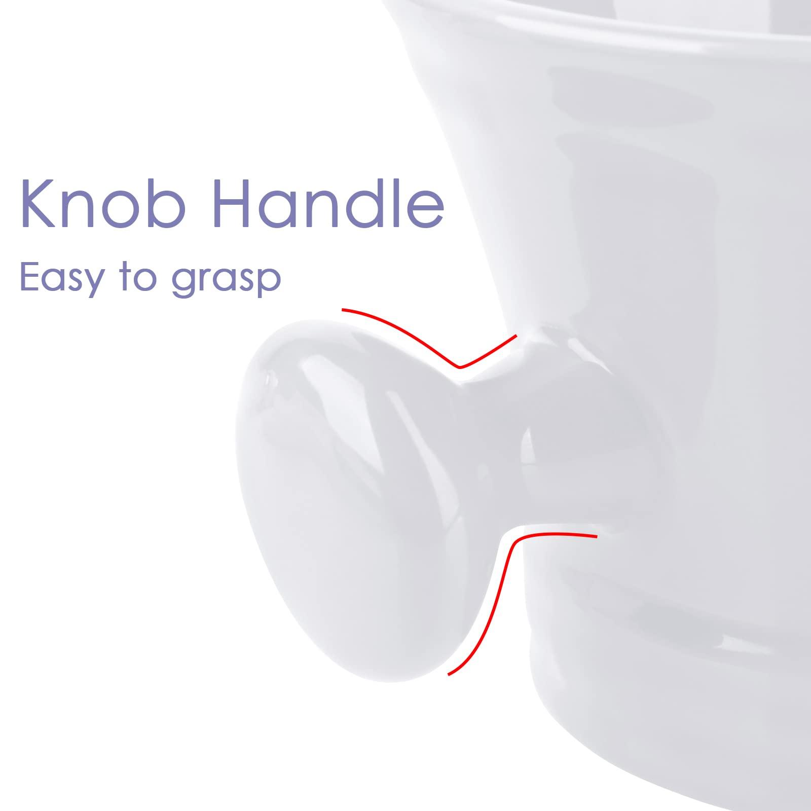 Linkidea Linkidea Ceramic Shaving Mug with Knob Handle, Deep Size Wet Shaving Cup, Razor Shave Soap and Cream Bowl for Men, White