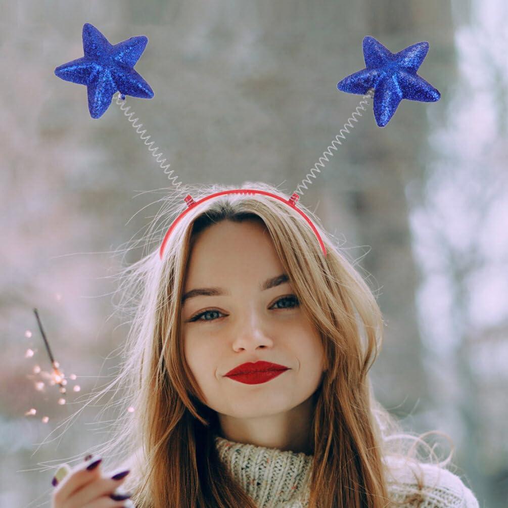 Lurrose Lurrose 8pcs Star Head Boppers Martian Headband Alien Antenna Headband Star Headband Novelty Headbands (Blue)