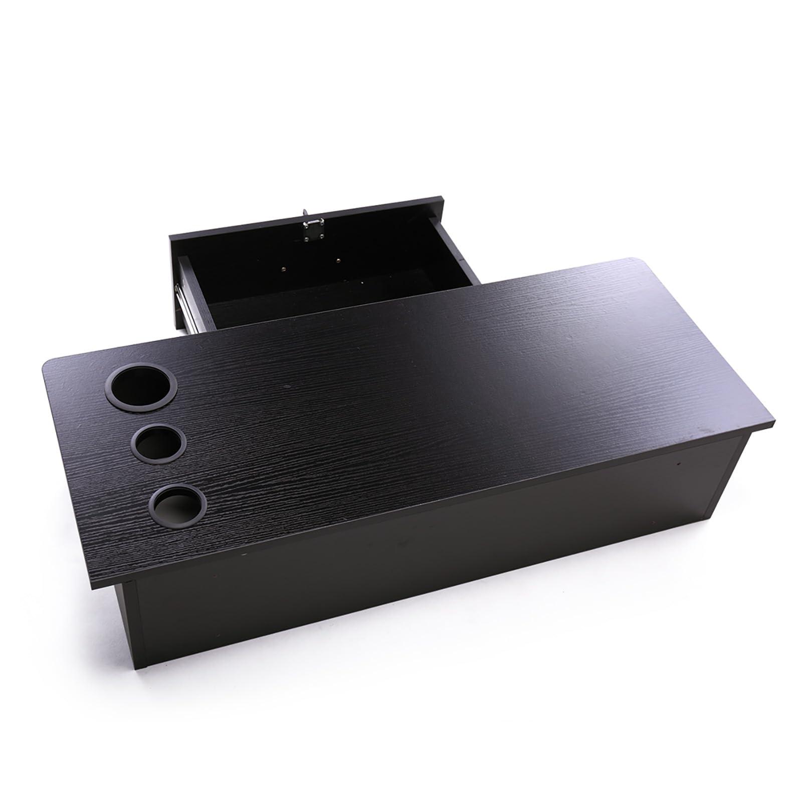 Generic Generic Classic Wall-Mounted Styling Station with Drawer and Tool Holes, Vanity Table, Dressing Table, Equipment for Barber Beauty Spa Salon Shops, Black