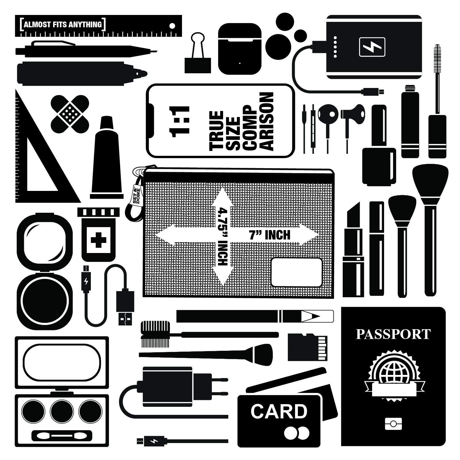 Set & Done Set & Done Mesh Cosmetic Pouches - Mesh Makeup Bags, Zipper Pouch for Office or Travel Accessories - Organizers for Small Items Makeup Lipstick, Toiletries (6 Pieces - Grey)