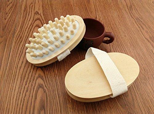 AnHua AnHua® 1PC Natural Wood Wooden Hand-Held Massager Body Brush Cellulite Reduction L Size