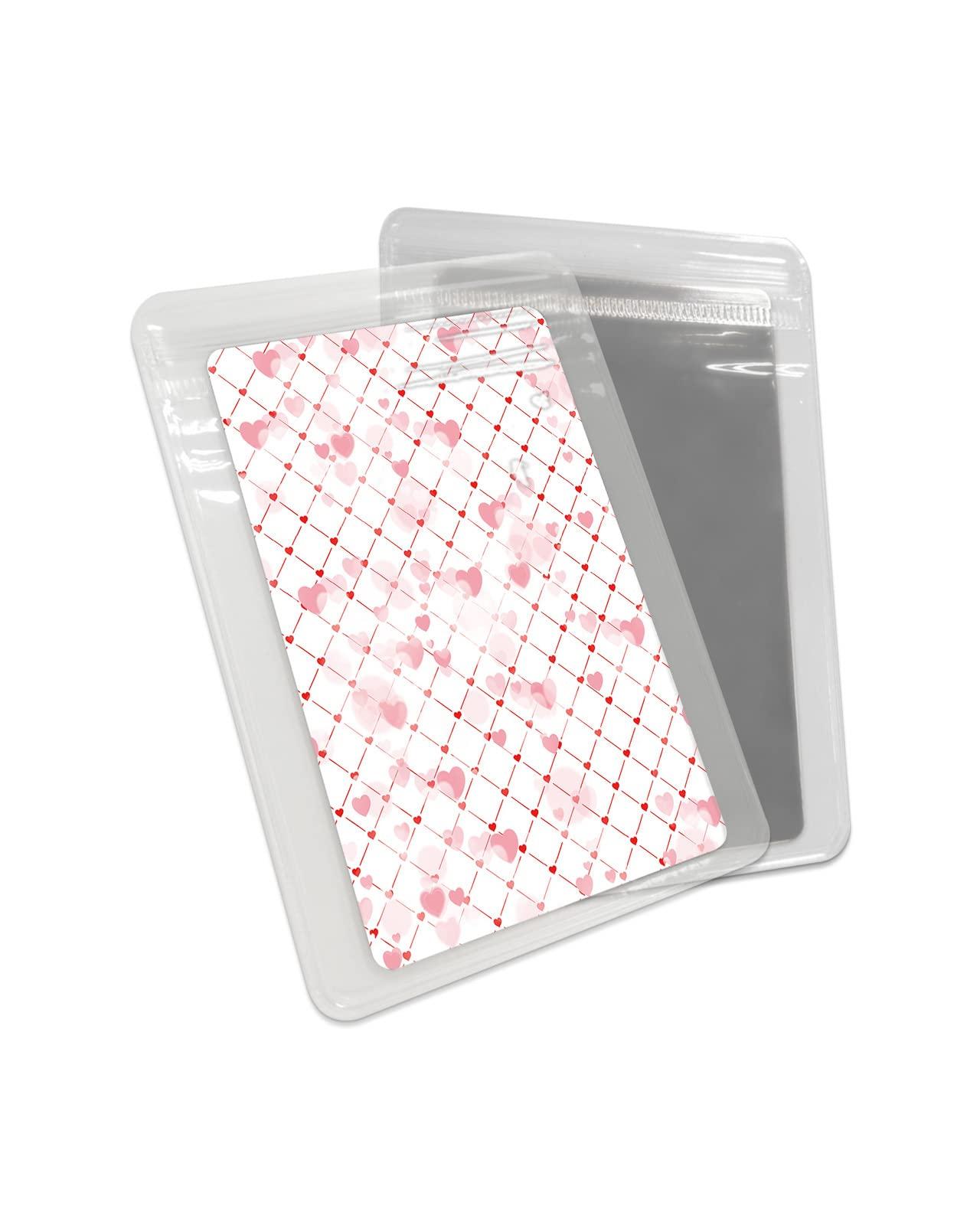 Carosoffe Carosoffe Valentine's Day Small Compact Mirror for Purse, Pink Ombre Love Hearts Red Diamond Grid Travel Makeup Mirror for Women Men, Rectangular Handheld Compact Pocket Mirror 2 PCS