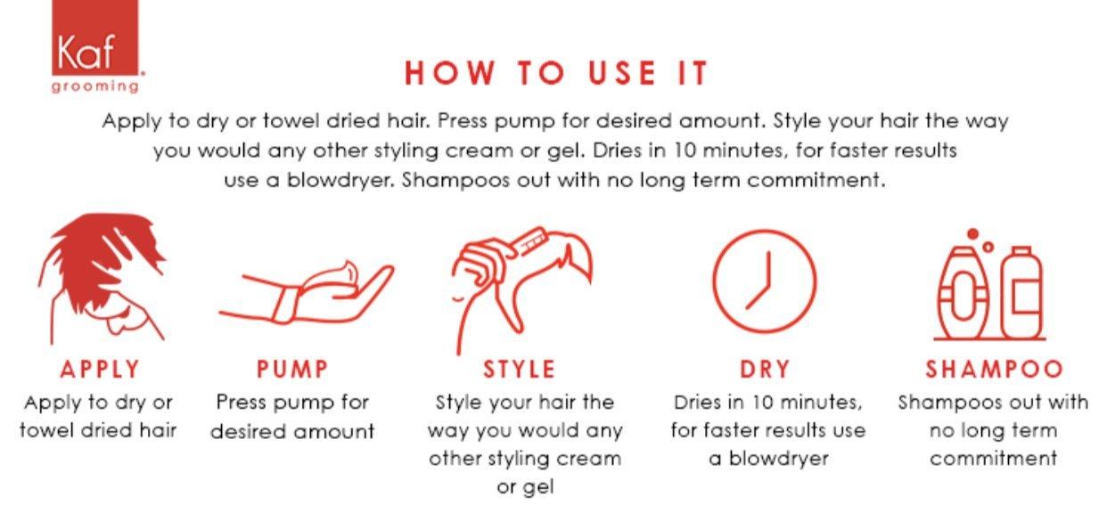 Kaf Grooming Kaf Grooming Dark Brown - Darkening Brown Hair Gel Made Just for Men That Tints Gray / White Hair, All Natural Styling Cream NO DYES, Temporary Color Made in USA