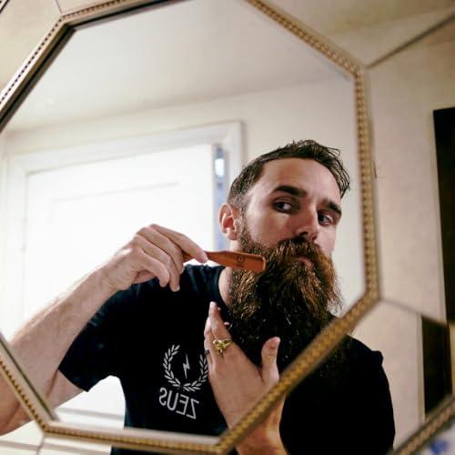 ZEUS ZEUS Boar Bristle Beard & Mustache Handled Brush Set for Men, Firm Bristle & Soft Bristle Brushes, Travel Beard Care Brushes with Handle (Made in Germany) TWO PACK