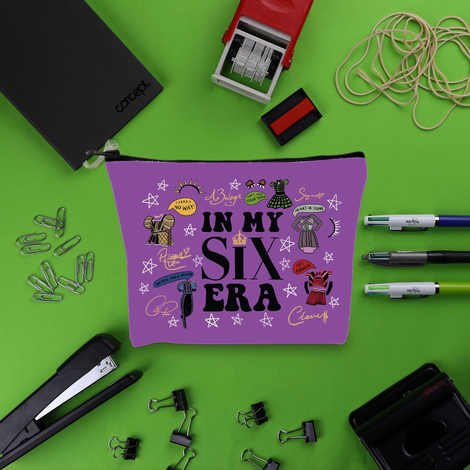 BLUPARK BLUPARK Six Musical Queens Makeup Bag Six the Musical Inspired Gift Broadway Queen Lover Gift IN MY SIX ERA Zipper Bag For Musical Fan (MB IN, MY SIX ERA)