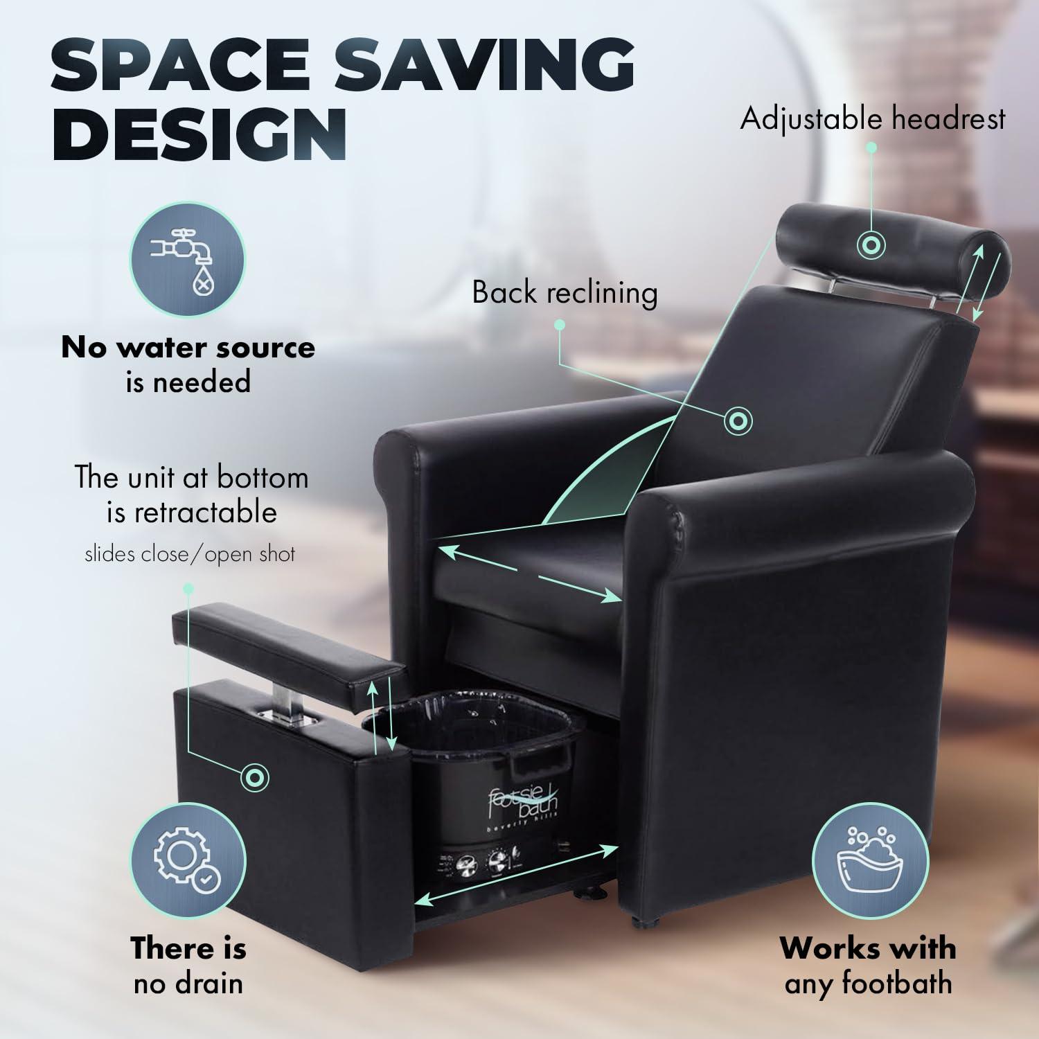 Buy-Rite Salon & Spa Equipment Buy-Rite Salon & Spa Equipment Mona Lisa Plumb Free Pedicure Chair - No Plumbing, Adjustable, Portable, Removable, Black, CHM-2320-5H-BLACK