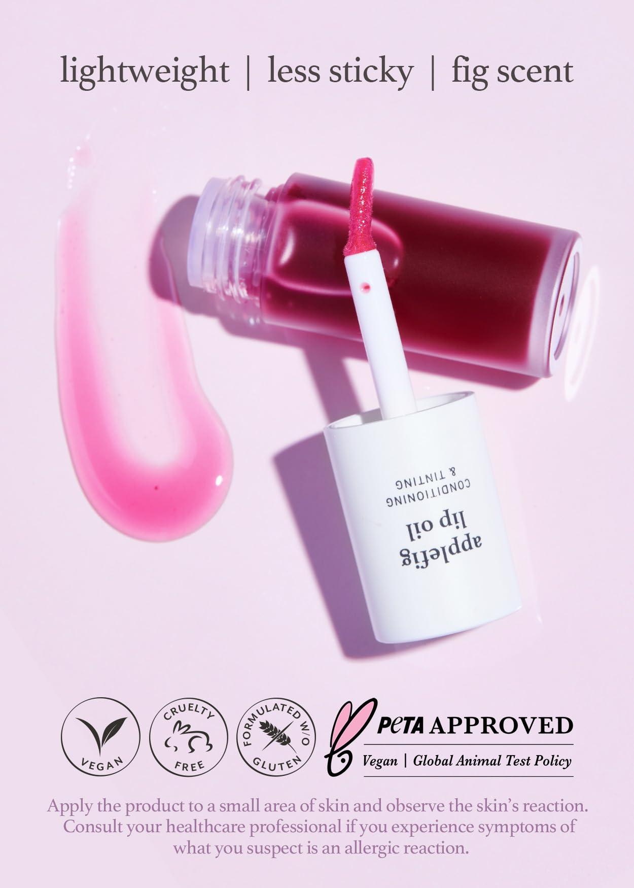 NOONI NOONI Korean Vegan Lip Oil Bundle - Appleberry&Applefig | Lip Stain, Gift, Long-Lasting, Moisturizing, Plumping, Revitalizing for Dry Lips