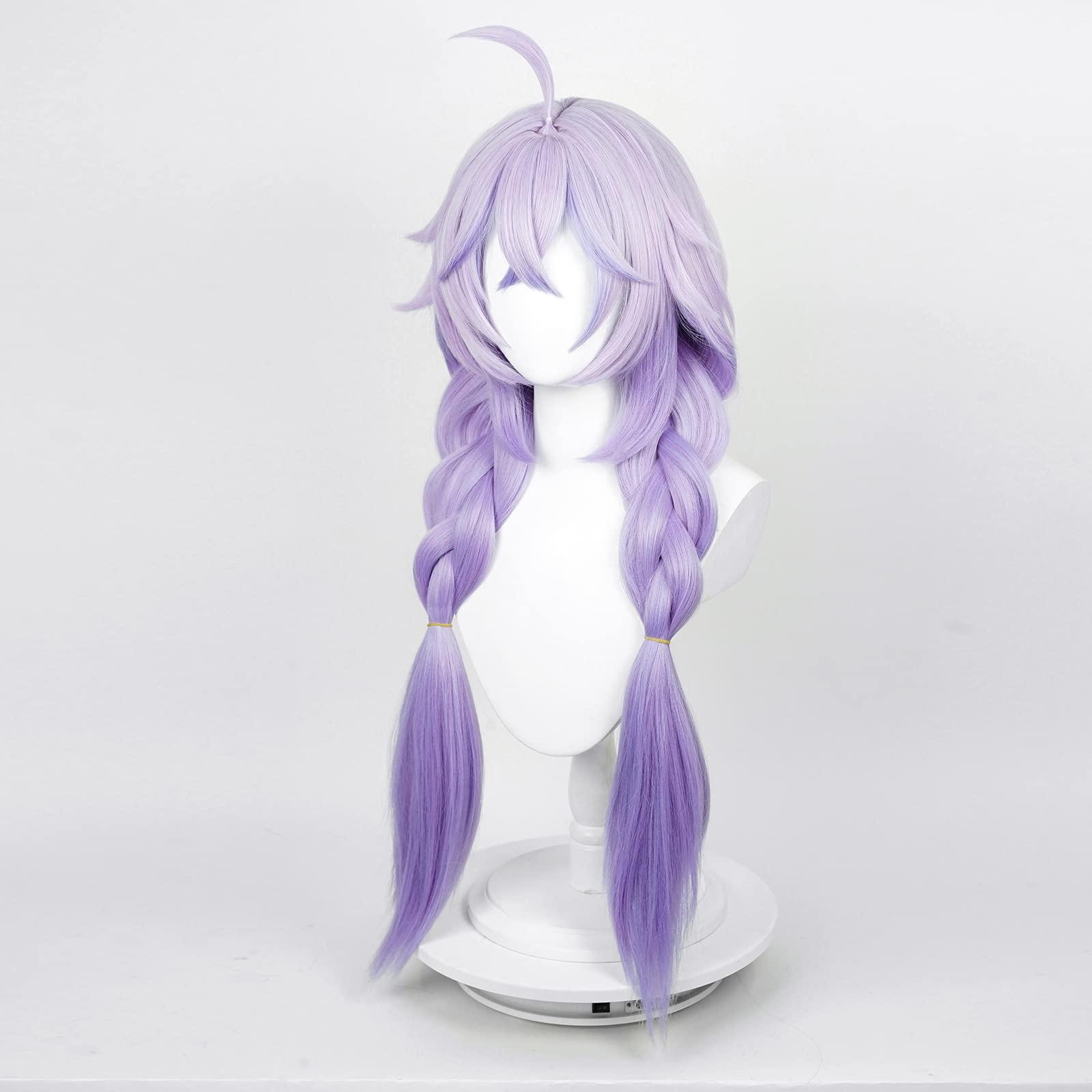 Aicos Aicos Purple Anime Wig with Double Braid, Long Cosplay Wig with Bangs, Heat Resistant Hair Wig for Women