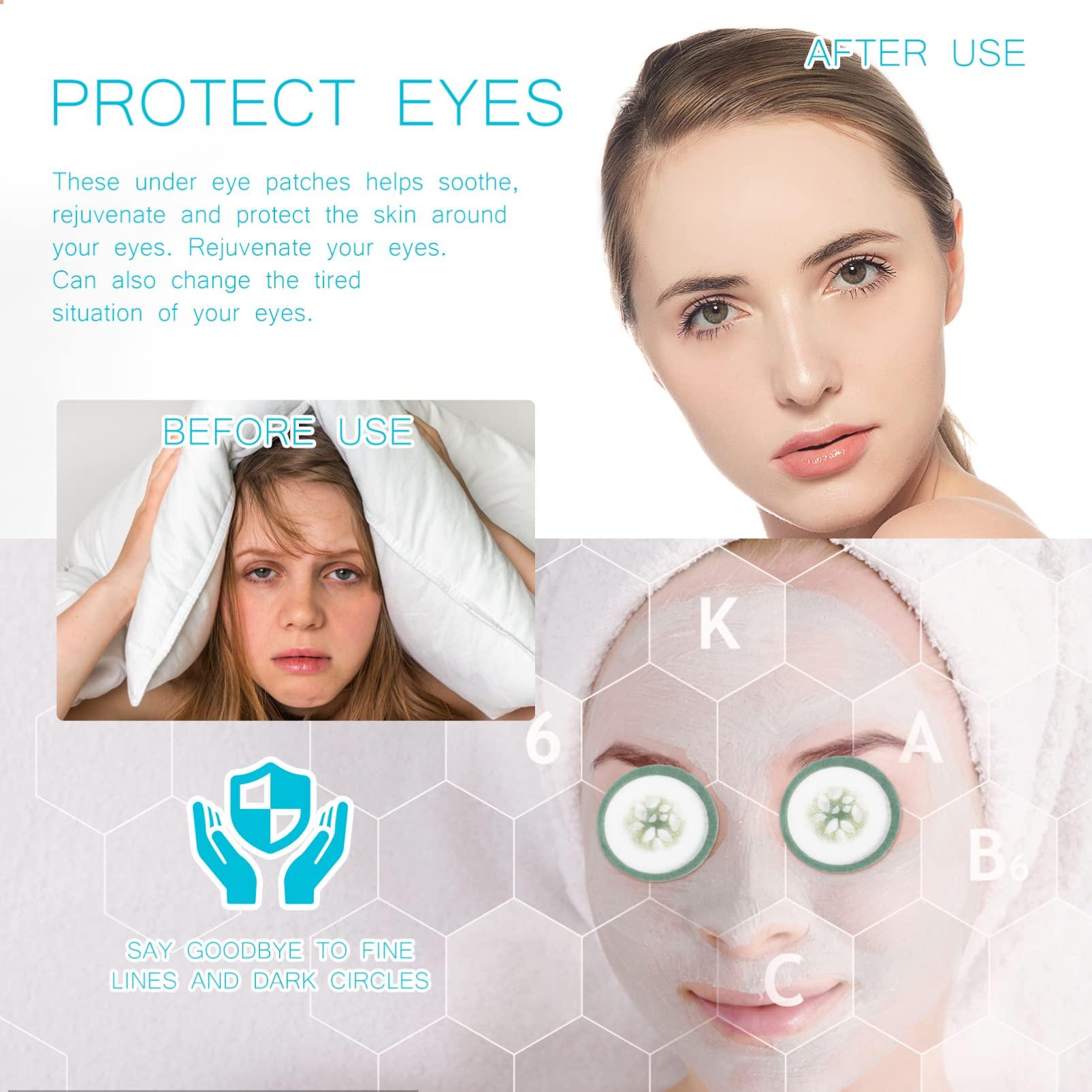 Mobestech Cucumber Eye Pads Disposable 100 Pads Non-woven Eye Masks Soothing Spa Cooling Eye Patches with Fruit Vegetable Extracts for Eyes Reduce Dark Circles