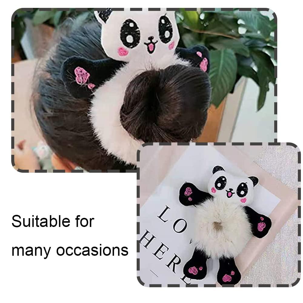 LELEVTXP Hair Tie Cartoon Panda Hair Band Cute Elastic Hair Scrunchy for Girls Women