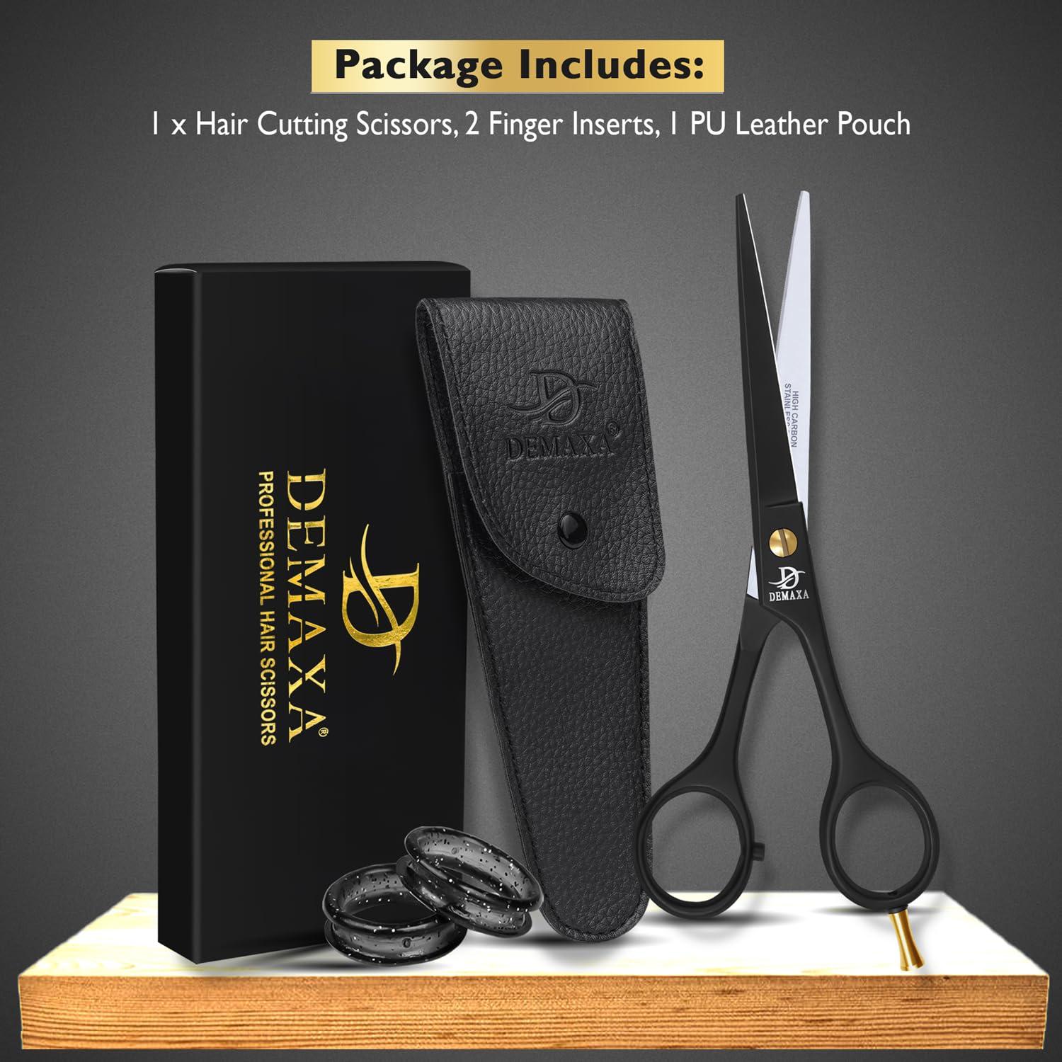 DEMAXA DEMAXA Professional Hair Scissors 6.5 Inch - Premium High Carbon Stainless Steel Barber Salon Hair Shears for Haircut Scissors - Ergonomic Design Super-Sharp Hair cutting Scissors Blades