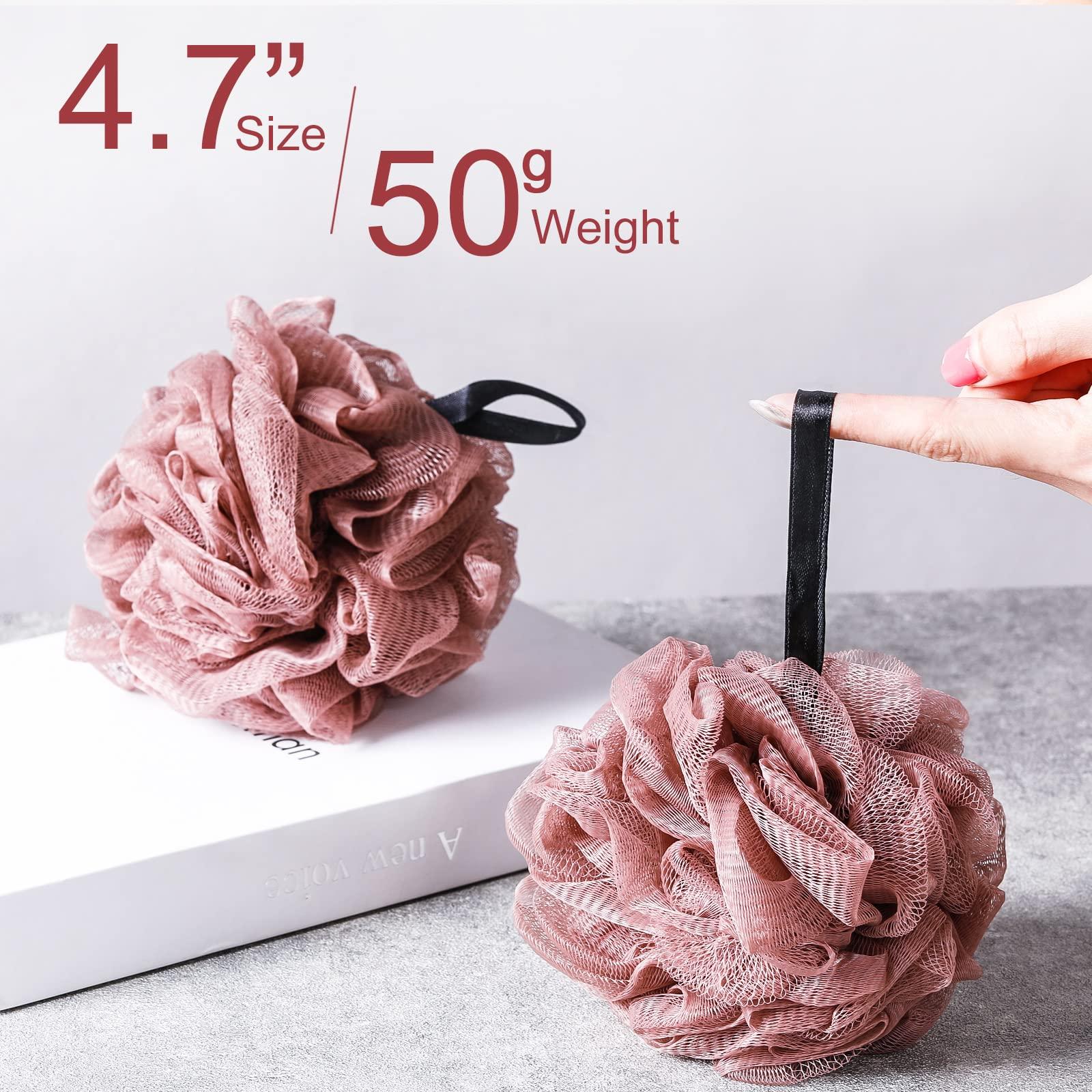 Shellwei Shellwei 48 Pack Bath Sponge Shower Loofahs Bulk Pack 50g Soft Net Body Scrubber Shower Pouf Sponge Ball Body Exfoliating Bath Scrunchies for Men and Women