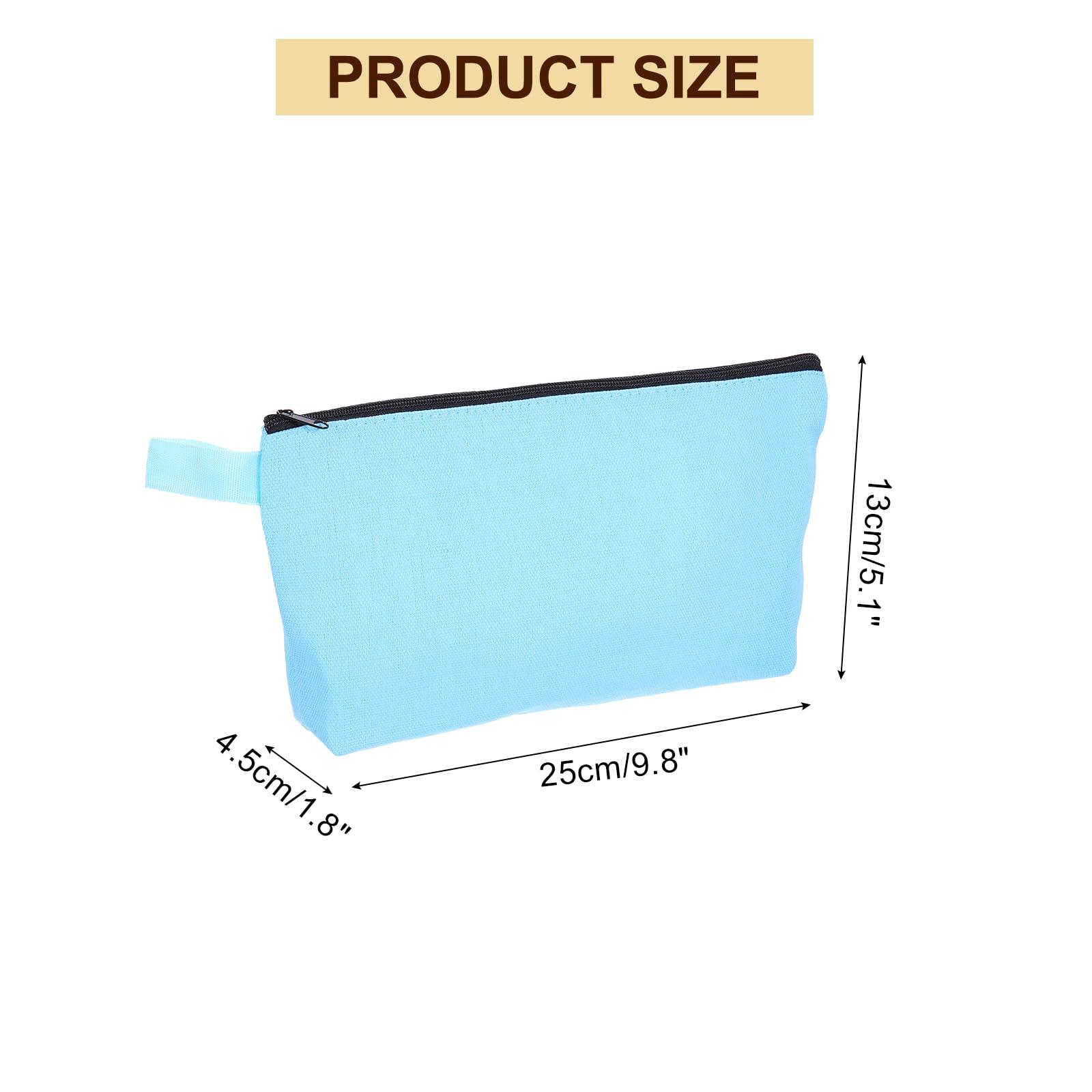 uxcell uxcell Canvas Makeup Bags, 30 Pcs Travel Cosmetic Bags Bulk, Multipurpose Plain Toiletry Zipper Pouches Blank DIY Craft Bags Pencil Bag for Women Teens, Light Blue