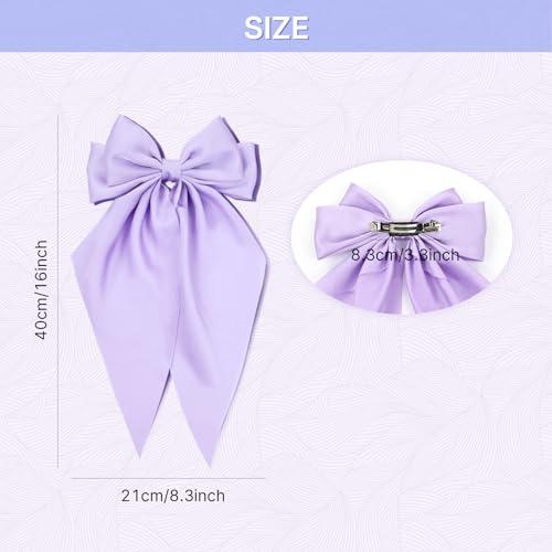Cinaci Cinaci 8 Pieces Silky Satin Big Hair Bows for Women Girls Teens, Fancy Long Tail Bow Hair Clips French Hair Barrettes Hair Accessories