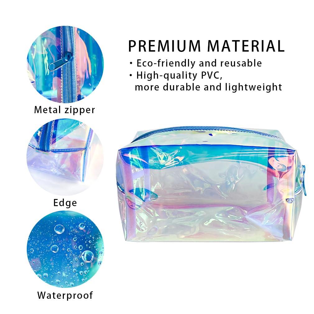 ONEART ONEART Holographic Iridescent Cosmetic Bag,Portable Waterproof Cosmetic Makeup Pouch with Zipper, Toiletry Bag for Women,Laser Cosmetic Bags for Travel