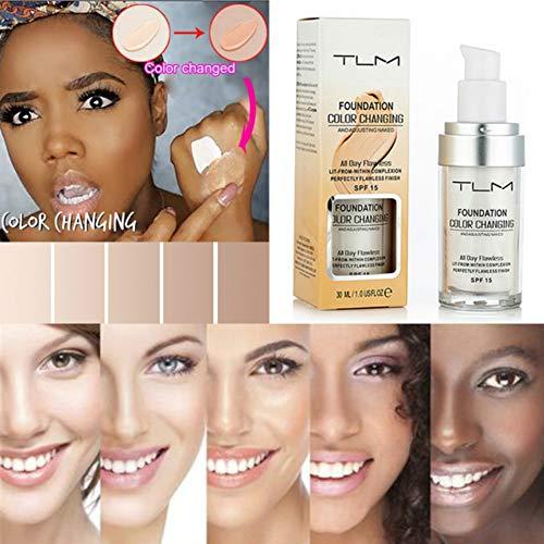 ELAIMEI 30ml TLM Flawless Color Changing Liquid Foundation Makeup Change To Your Skin Tone By Just Blending