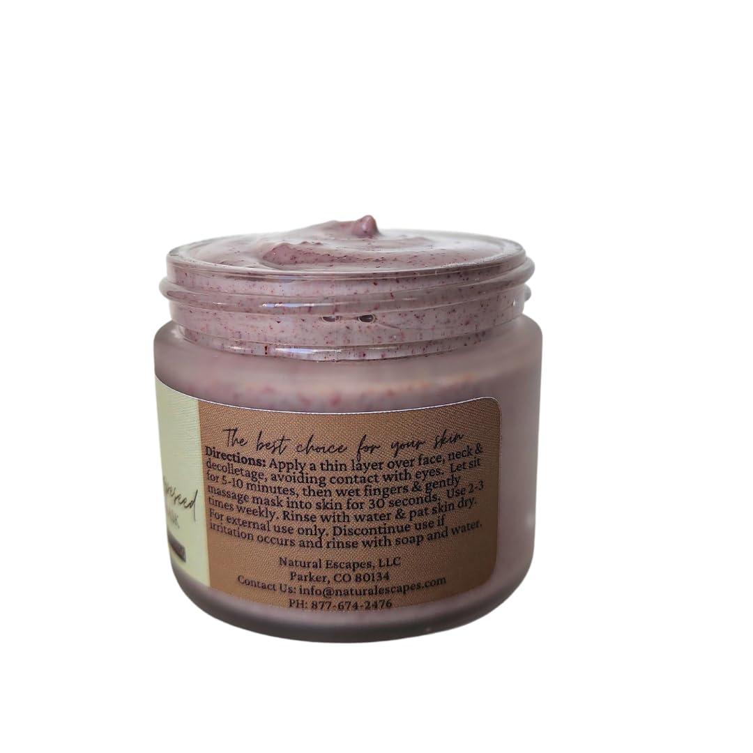 Natural Escapes Natural Escapes Cranberry & Grapeseed Exfoliating Clay Face Mask | Deep Cleansing, Resurfacing, Hydrating, Anti-Aging AHA Face Masque for Glowing Skin