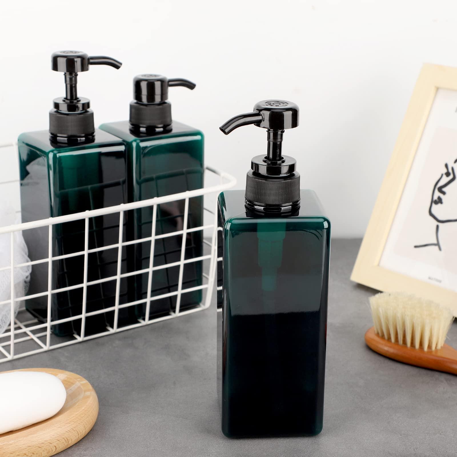 SUREAM Suream 22oz/650ml Empty Shampoo Bottles with Pump with 26Pieces Waterproof Soap Labels, 3Packs Large Capatity Empty Containers for for Shower Gel, Conditioner, Lotion, Hand Sanitizer, Massage Oil