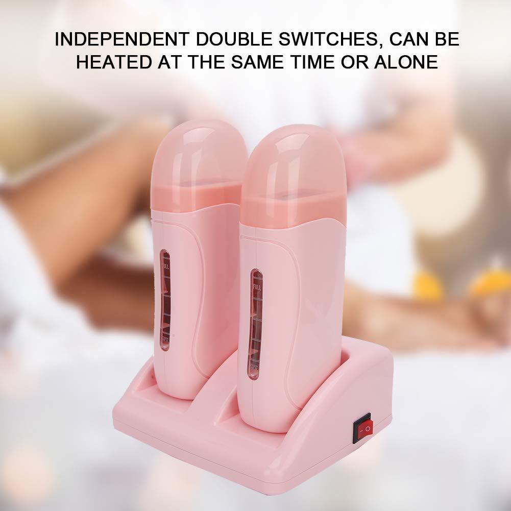 plplaaoo Wax Warmer for Hair Removal, Hair Removal Wax Warmer, Professional Double Wax Heaters Hair Removal Wax Machine, Roller Waxing Kit, for Women Men Hair, Eyebrow, Facial, Armpit(US-110V), wax warmer