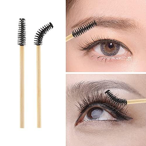 Tbestmax 100 Pcs Disposable Mascara Wands, Bamboo Spoolies Brush for Eyelash Extensions, Spooly Eyelash Eyebrow Brushes Lash Wand Applicator Makeup Kits, Black