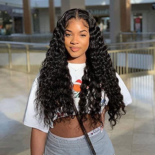 Wiggins Wiggins Loose Deep Wave Wig 5x5 Lace Closure Wigs Human Hair for Black Women 10A Grade Brazilian Loose Deep Hair Pre Plucked Hairline with Baby Hair 180% Density 18 inch